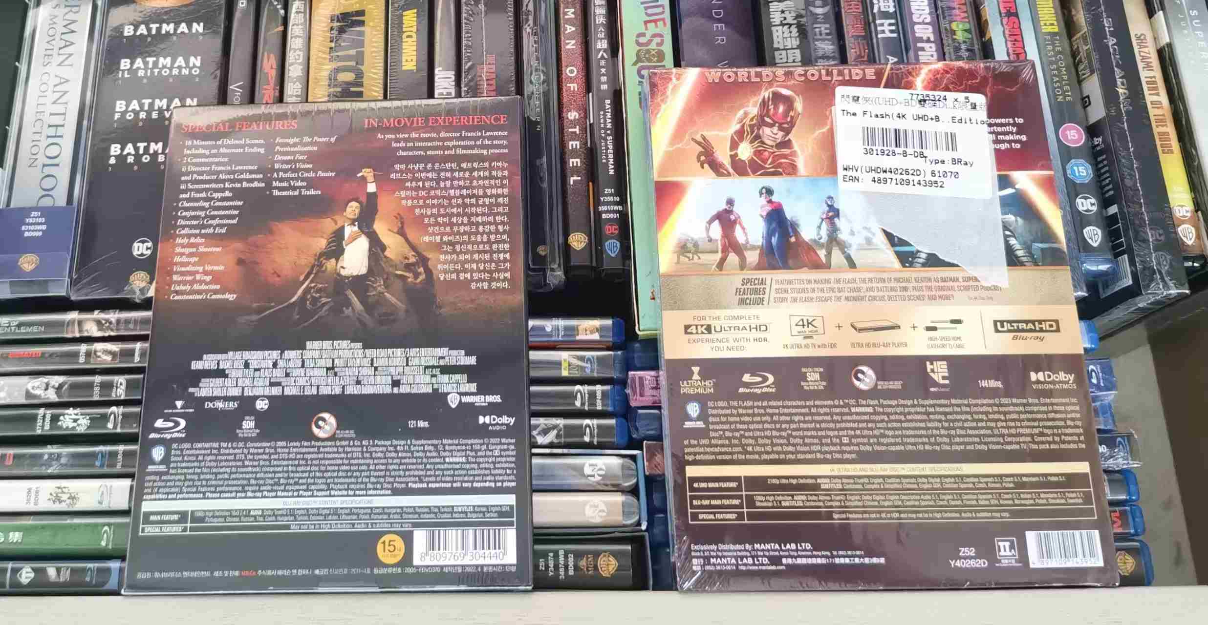 韩版《康斯坦丁》和同期入手的港版《闪电侠》背面